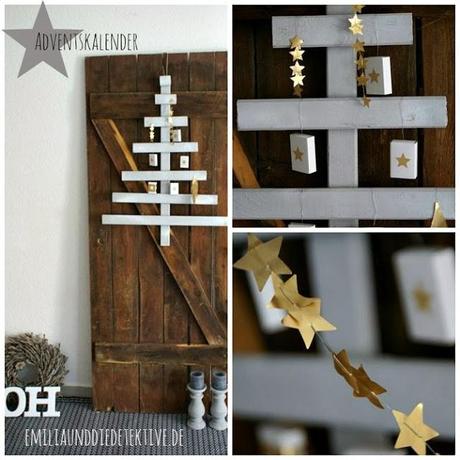 DIY Inspiration für Adventskalender  - Sterne, Gold und Holz