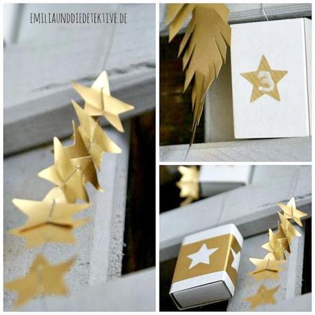 DIY Inspiration für Adventskalender  - Sterne, Gold und Holz