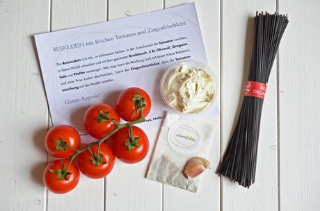 Abendtüte: Rezept und Zutaten für Reisnudelln mit Tomaten und Ziegenfrischkäse