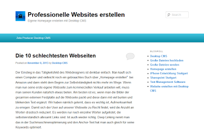 Das Bild zeigt einen Screenshot von blog.zeta-producer.com, welches einen Artikel über die 10 schlechtesten Webseiten verfasst hat