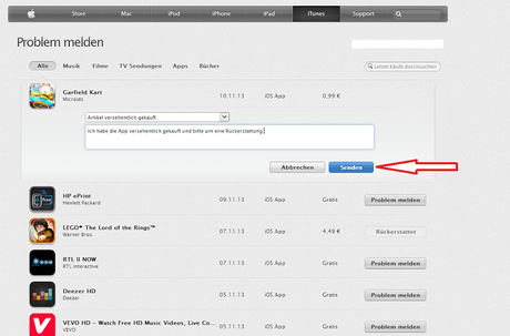 iTunes-Kauf stornieren