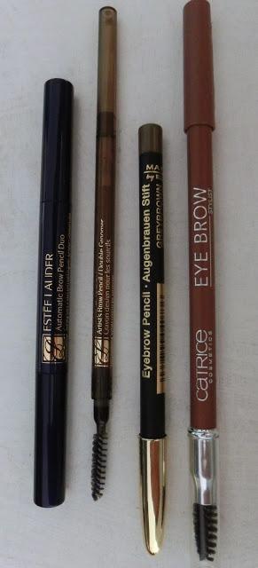 vlnr: Estee Lauder Automatic Brown Pencil Duo, Estee Lauder Artist's Brow Pencil/Double Groomer, Maxfactor Eyebrow Pencil, Catrice Eyebrow Stylist