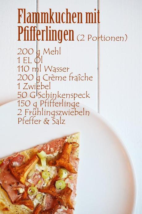 Rezept f��r Flammkuchen mit Pfifferlingen und Tiroler Speck