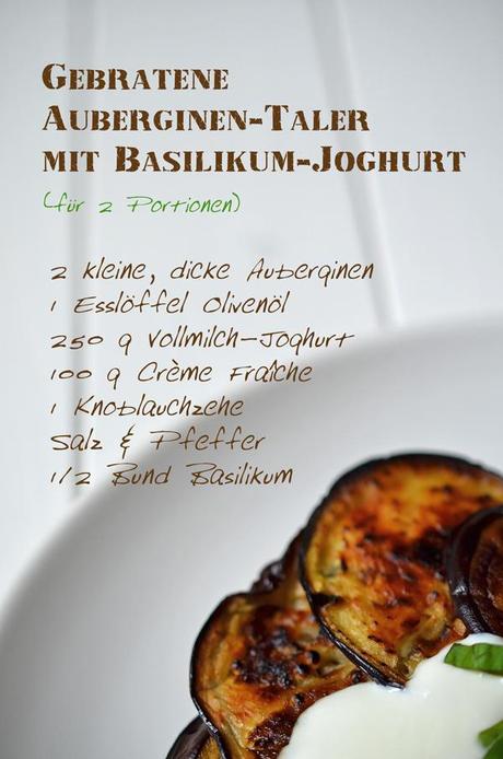 Rezept f��r gebratene Auberginen-Taler mit Basilikum-Joghurt