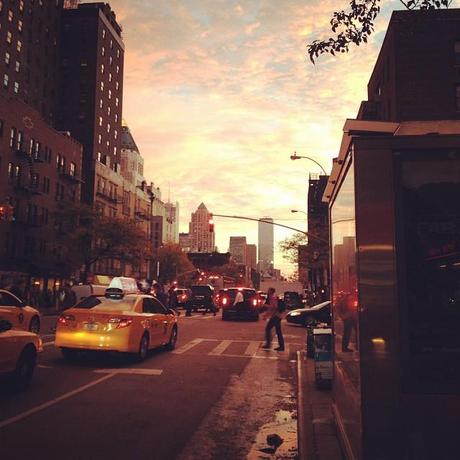 New York Sonnenuntergang Straße Taxi Instagram