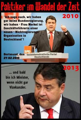 SPD-Gabriel wechselt seine Ansichten öfter als seine Unterhosen