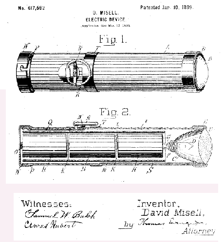 Kuriose Feiertage - 21. Dezember - Tag der Taschenlampe - Patent_617,592 - By U.S. Patent Office - inventor David Misell [Public domain], via Wikimedia Commons