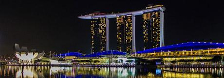 Marina Bay Sands Hotel & Casino in Singapur vom Fullerton Bay Hotel aus