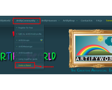 Invite a friend to ArtifyWorld – Empfehlen Sie uns weiter!