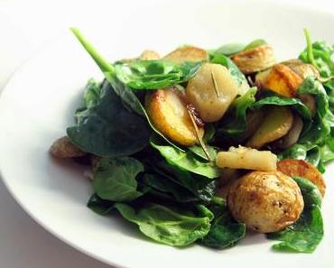 gebratane rosmarin-kartoffeln mit topinambur und rosinen