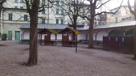 Der Hofbräukeller Biergarten am Wiener Platz im Winter