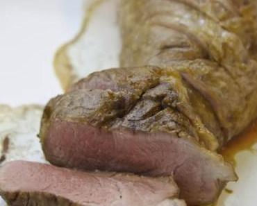 Niedrigtemperatur-Garen: Zartes, saftiges Schweinefilet mit Champingnons und Spätzle