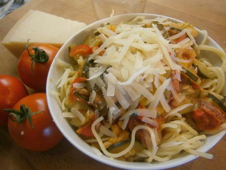 Rezept - Shrimps Gemüse Spaghetti