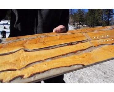 Snowboard aus Weihnachtsbäume gefertigt