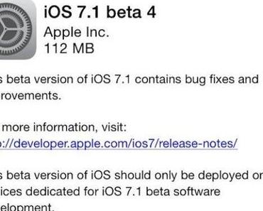 Apple verteilt iOS 7.1 Beta 4 an Entwickler