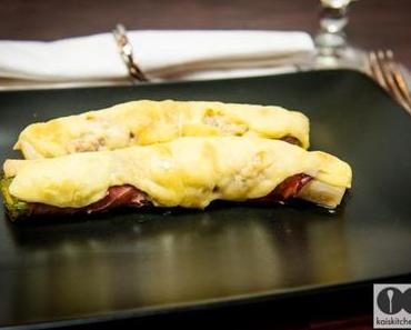 Lauch mit Schinken, Käse und Weißwein Soße