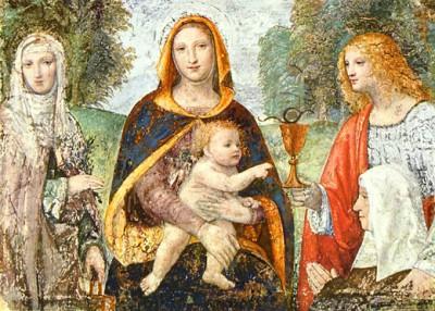 Bernardino Luini, Maria mit dem Kind zwischen der hl. Martha und Johannes dem Evangelisten und einer Nonne