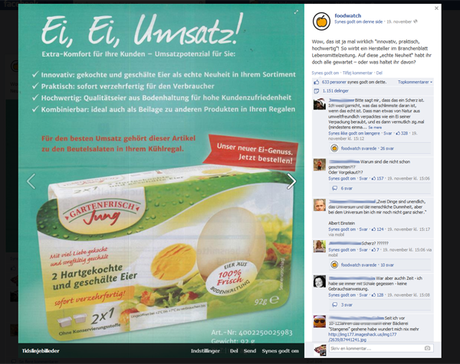 Screenshot der Facebook-Debatte auf der Seite von Foodwatch.