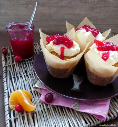 Frühstück Ingwer Muffins mit Cranberry-Mandarine Marmelade