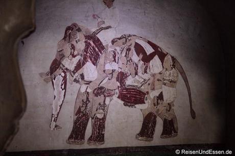Wandgemälde im Stadtpalast (Raj Mahal) in Orchha