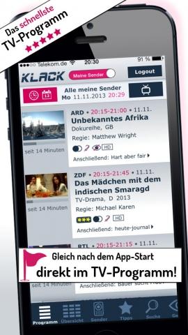 KLACK TV-Programm (iPhone) – Das schnellste Fernsehprogramm