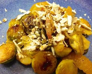 Lieblingsgemüse Rosenkohl mit Orangen, Lardo und Belper Knolle