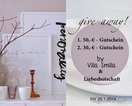 Aufgepasst: Gutscheine auf Liebesbotschaft für den Villa Smilla Onlineshop zu gewinnen