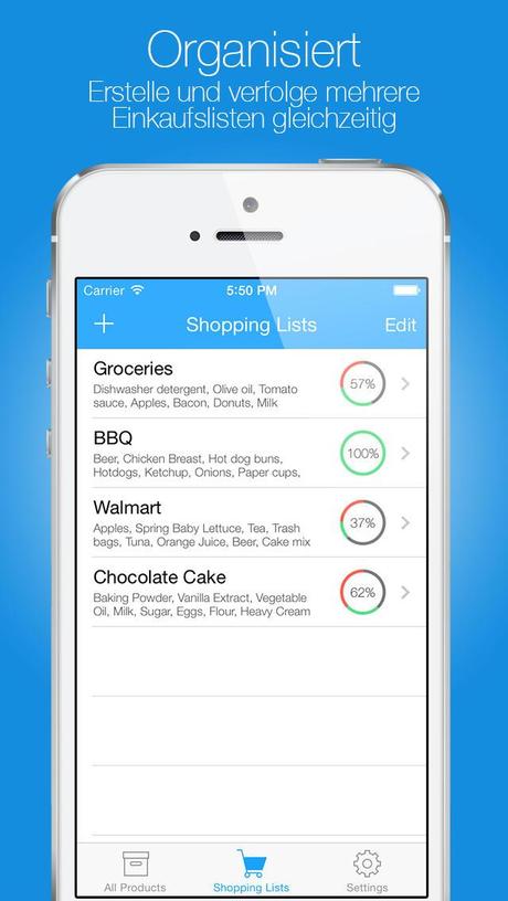 Groceries – Clevere Einkaufsliste – Erstelle, bearbeite und teile deine Einkaufslisten und Rezepte