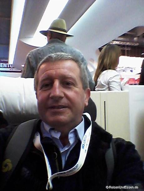 Selfie in der First Class von Lufthansa