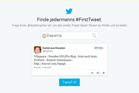 #First Tweet Dapema am 05. Februar 2009
