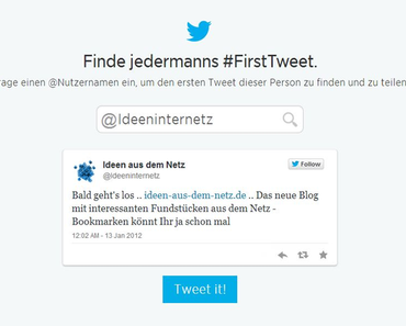 #FirstTweet – Twitter Tool zeigt deinen ersten Tweet - Seit wann nutzt du Twitter? Was war dein erster Tweet? Dieses Tool gibt dir die Antwort.