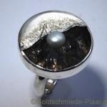Kokosnuss-Ring mit Zuchtperle aus Silber