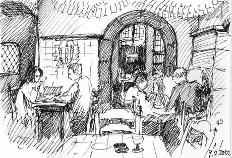 An meine Reise nach Münster 2002 erinnere ich mich gerne zurück. Ich zeichnete dort u. a. das Alte Gasthaus Leve.