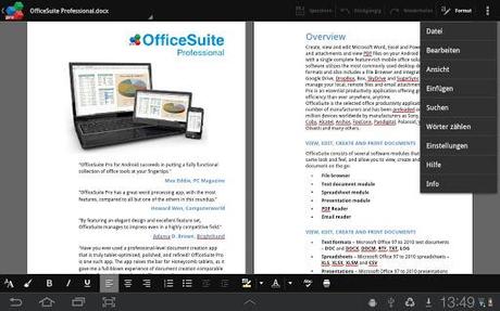 OfficeSuite Pro 7 + (PDF & HD) – Versteht sich auch mit Open Office ODT, ODS und ODP
