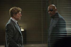 Alexander Pierce (Robert Redford, links) und Nick Fury (Samuel L. Jackson) in den heiligen Hallen von S.H.I.E.L.D.
