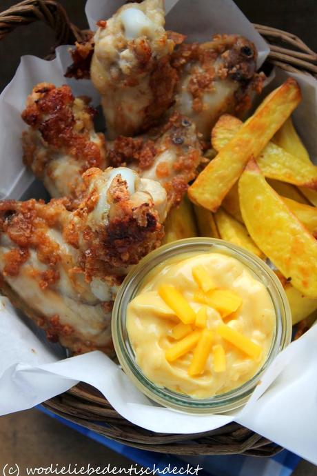 Crispy Chicken Wings mit Curry-Mango-Mayonnaise