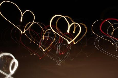 lightpainting hearts on the street photo by V