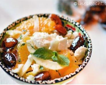 Feta-Orangen-Salat mit Honigmandeln und Fenchel