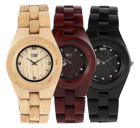 Die Armbanduhren Odyssey gibt es in verschiedenen Tönungen und Holzsorten (Bild klicken).