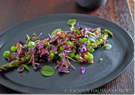 geschärfter Spargel - Quinoa Salat und ein Salzfäßchen von 3punktf