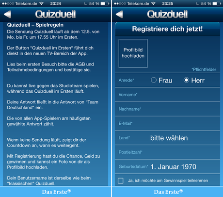 Spielregeln und Registrierung Quizduell TV-Version iOS-Version