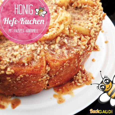 Honig Hefekuchen mit Knusper-Karamell