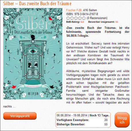[Bloggdeinbuch] Silber - Das zweite Buch der Träume von Kerstin Gier