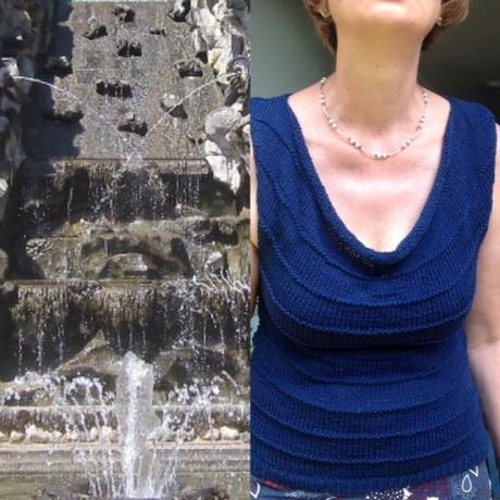 Strickhemdchen mit Wasserfallkragen – oder – Bei 34 Grad hilft nur ein echter Wasserfall