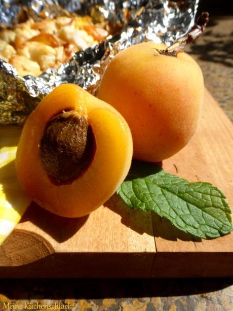 Aprikosen-Pfirsich Päckchen vom Grill mit Honig, Lavendel & Thymian