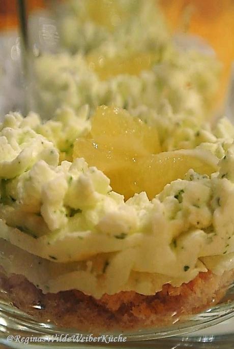 SonntagsSüß aus der Kräuterküche - Mandel Törtchen mit marinierten Zitronenfilets und Melissen-Basilikumobers