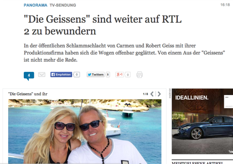 Welt.de Artikel “Die Geissens sind weiter auf RTL 2 zu bewundern”.