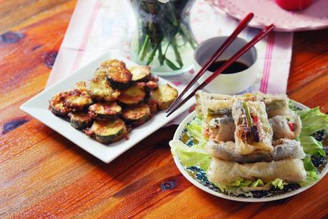 vietnamesische sommerrollen & fritierte Zucchini