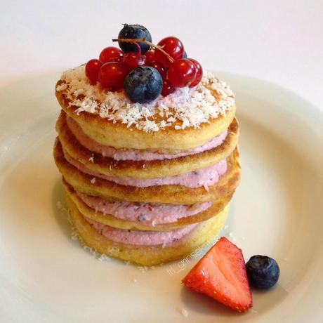American Berry Coconut Pancakes.