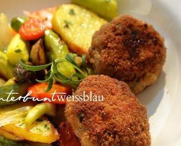 Fleischpflanzerl mit Spargel-Kartoffelgröstl
